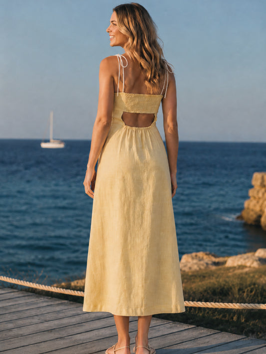 Vestido Largo Oval Amarillo