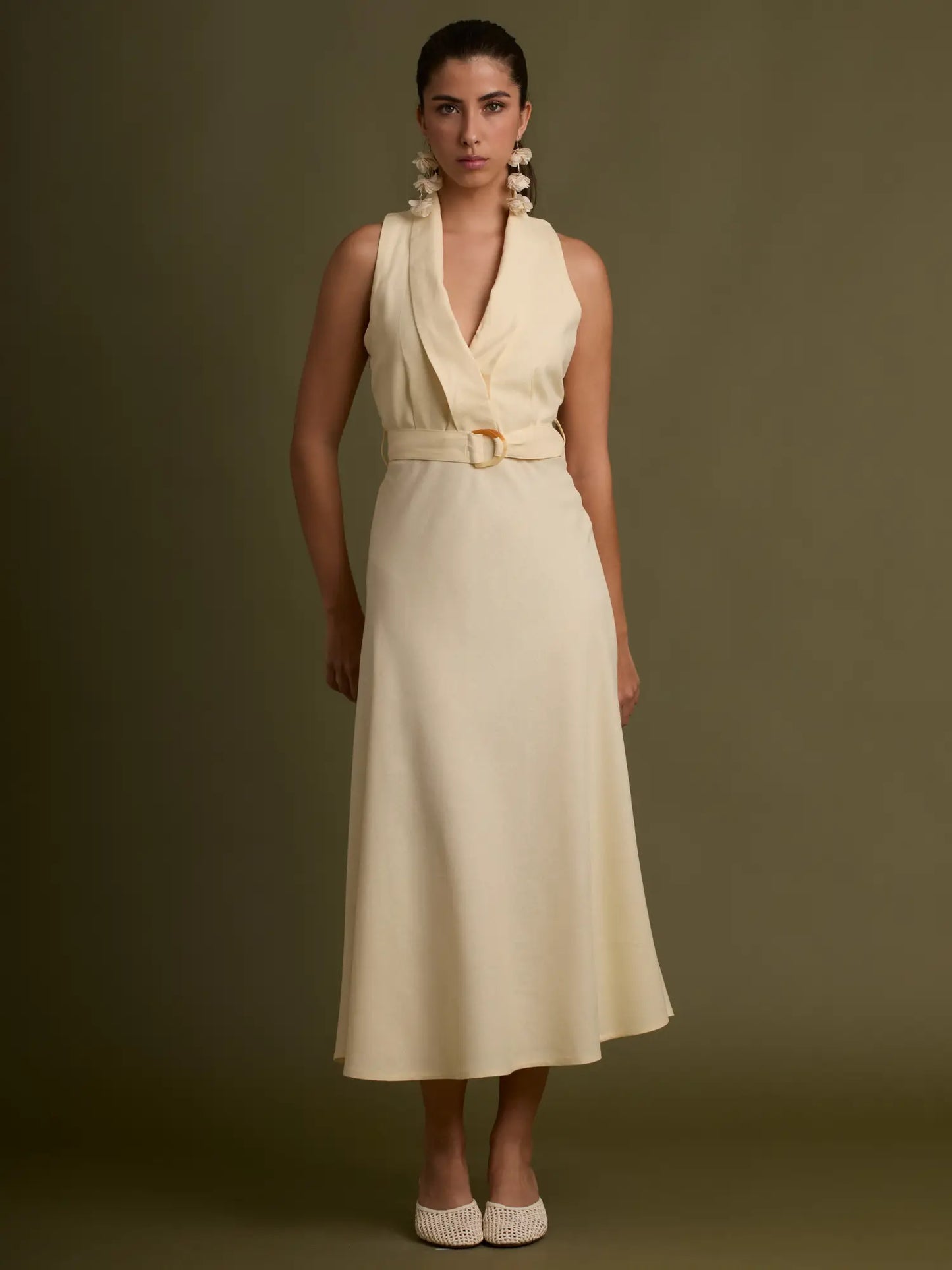 Vestido Largo Striata Vainilla