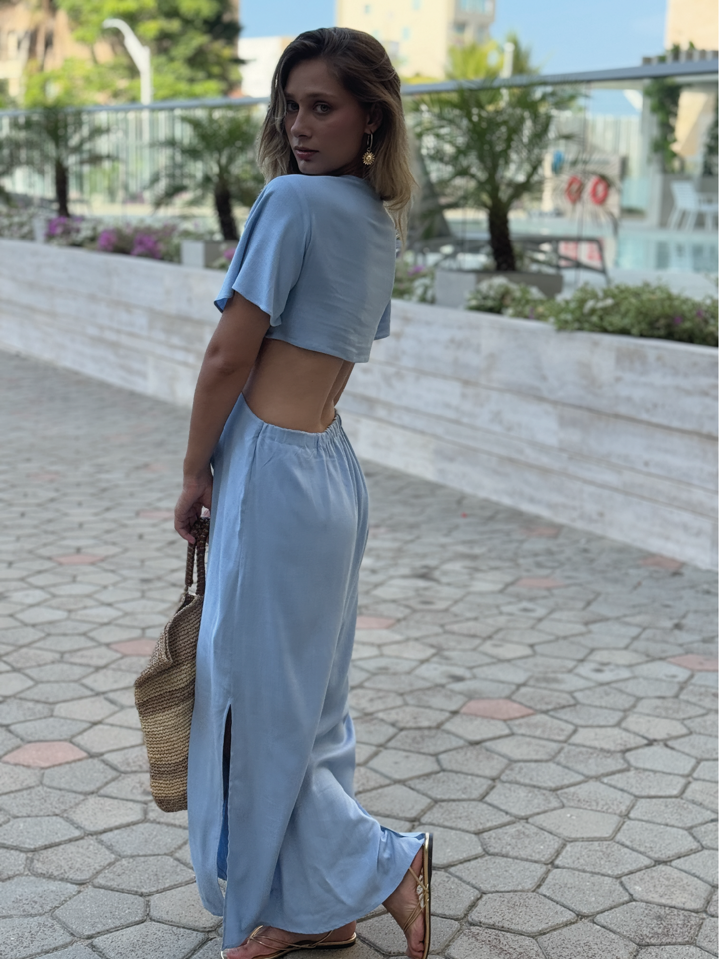 Vestido Largo Luciana Baby Blue
