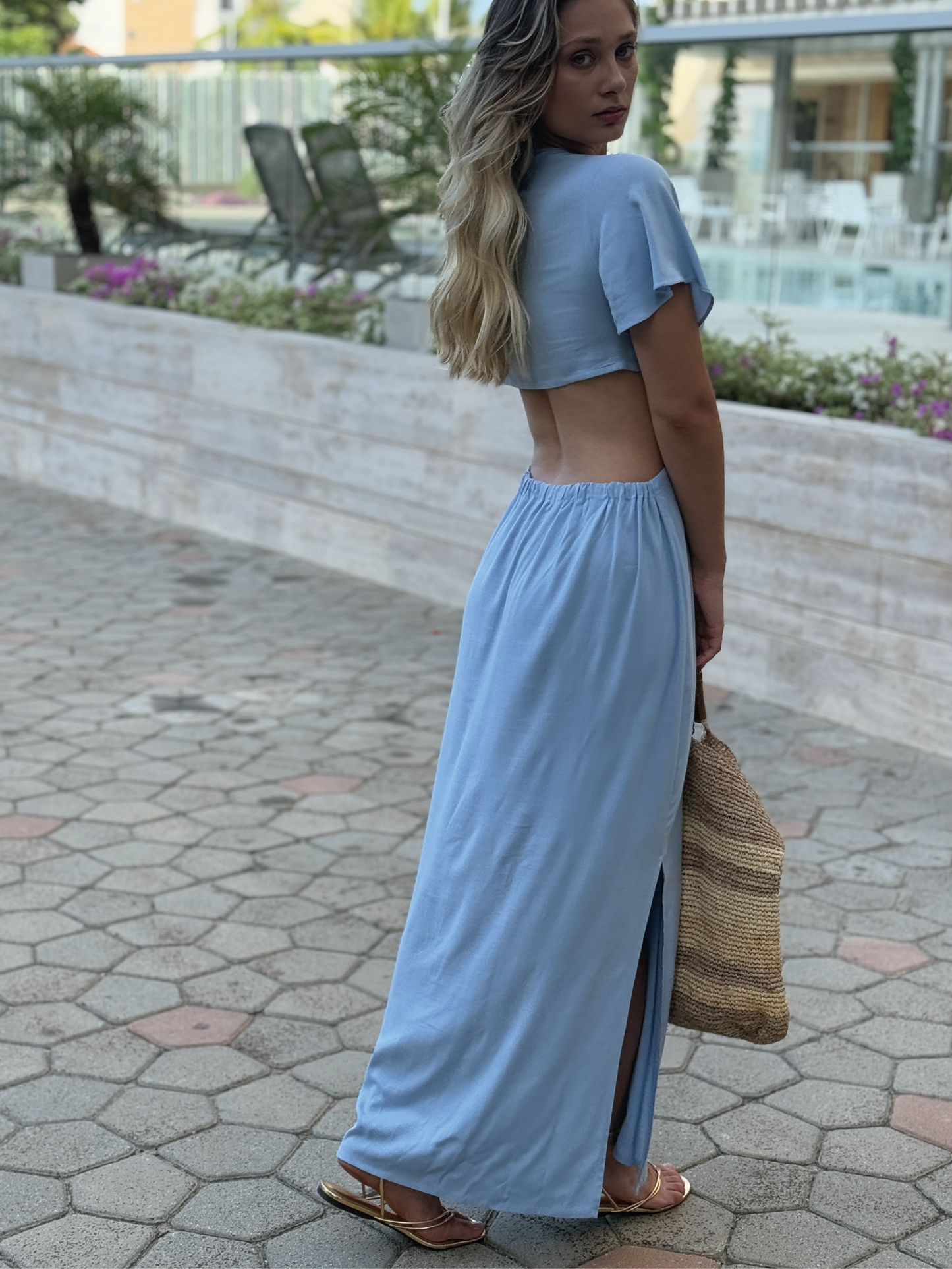 Vestido Largo Luciana Baby Blue