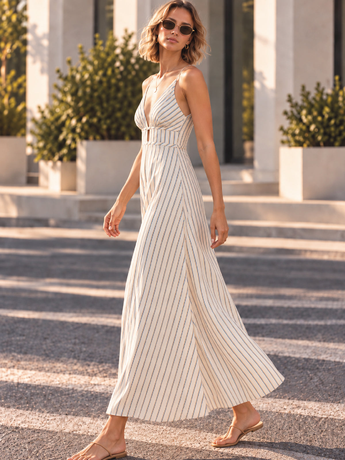 Vestido Largo Sirenza Rayas