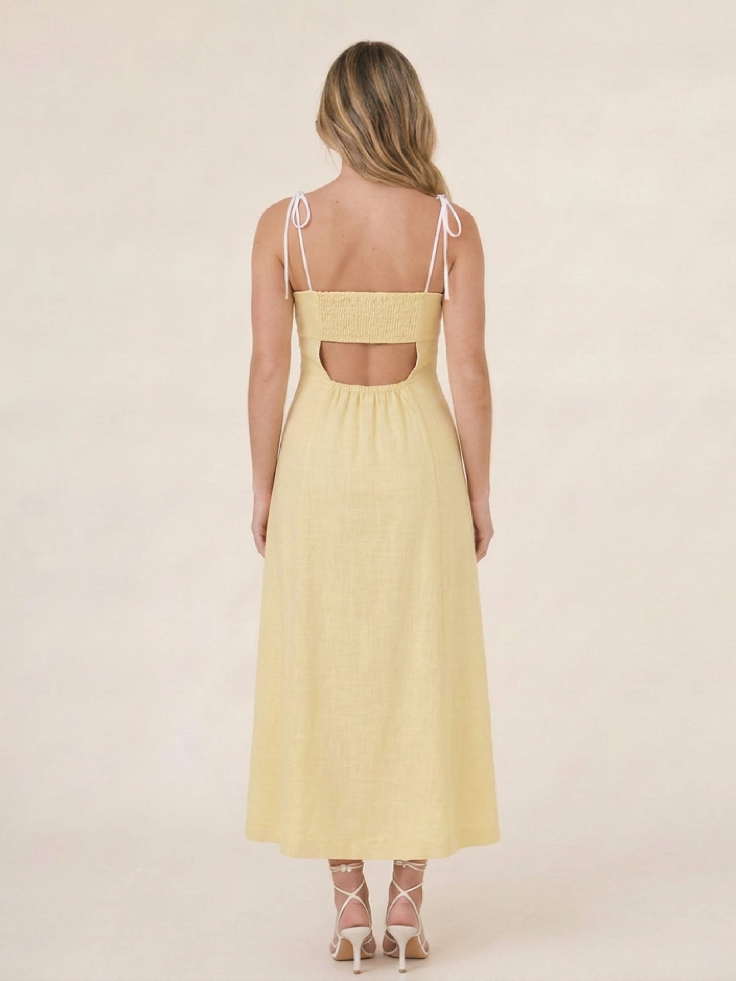 Vestido Largo Oval Amarillo