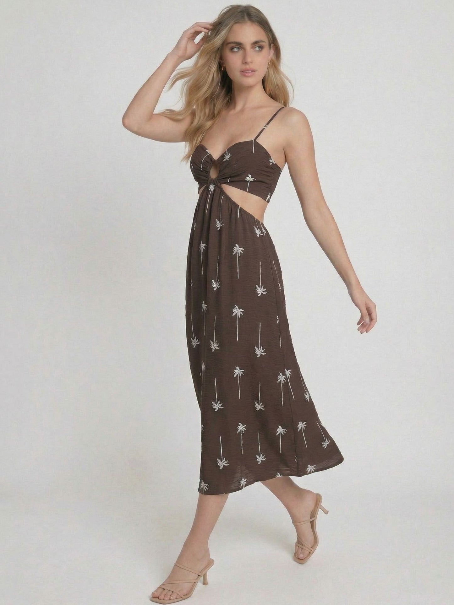Vestido Largo Diamanto Cafe