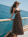 Vestido Largo Diamanto Cafe