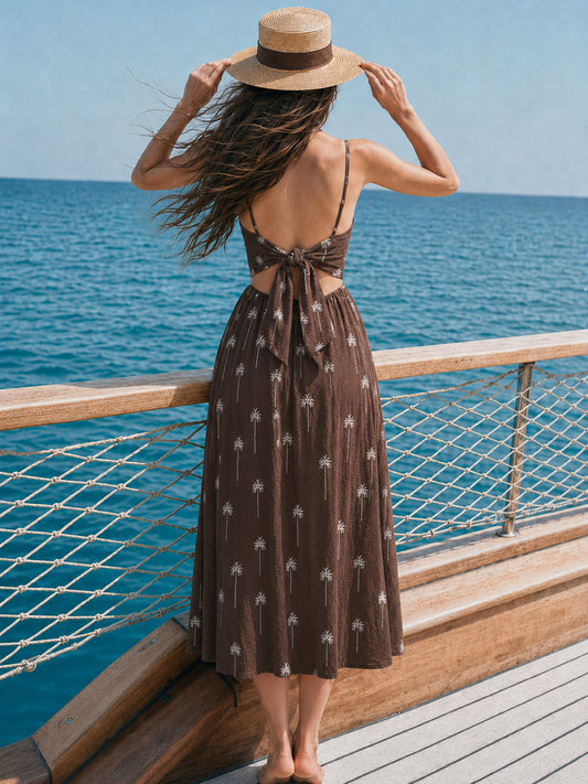 Vestido Largo Diamanto Café