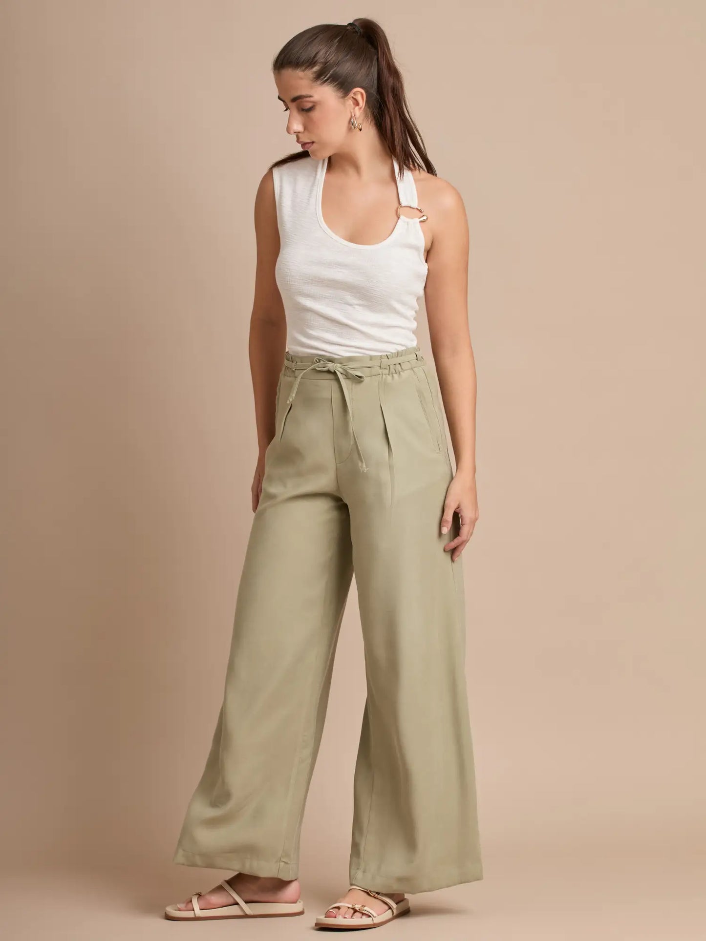 Pantalon Largo Romalia Olive