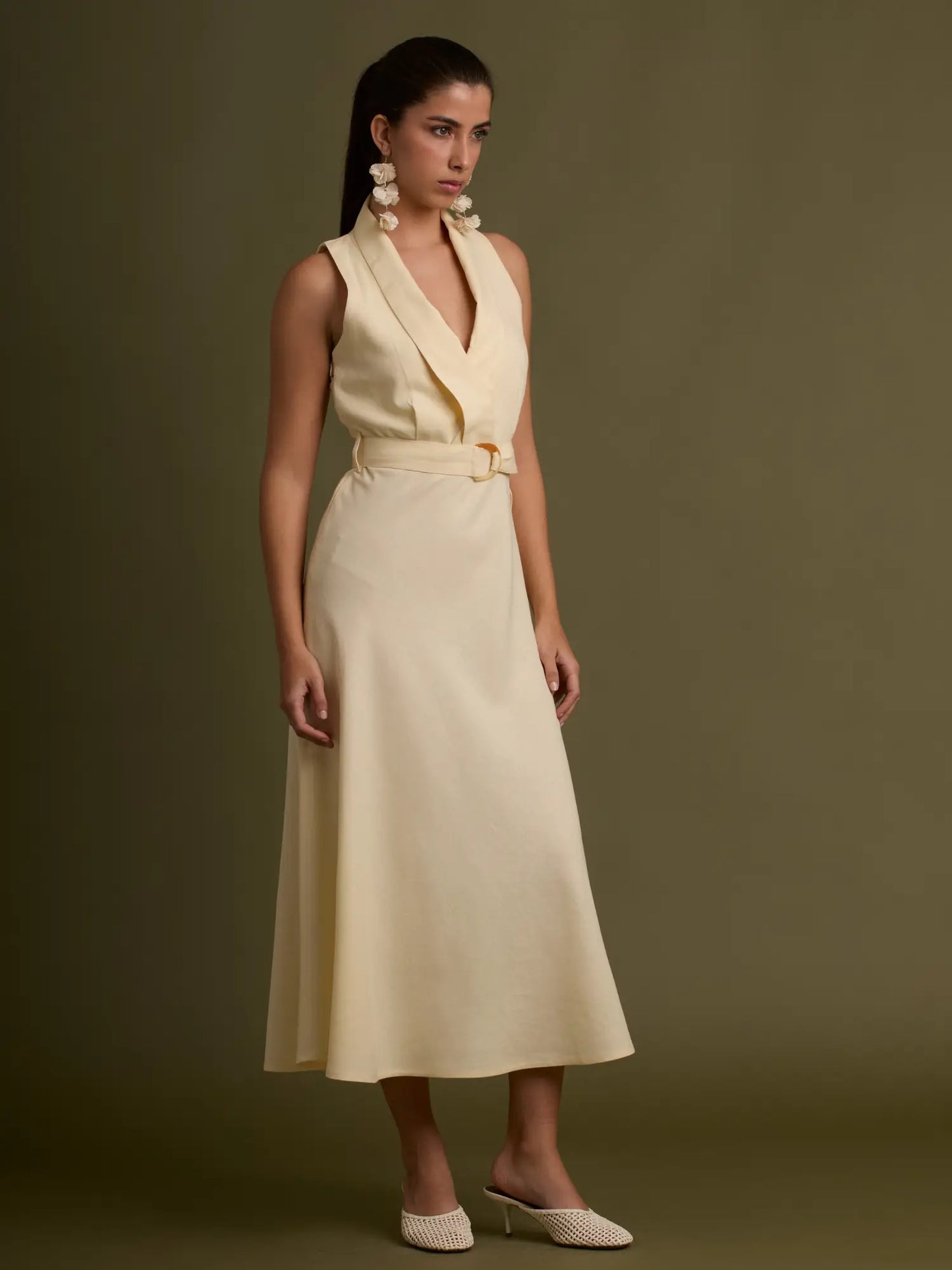 Vestido Largo Striata Vainilla