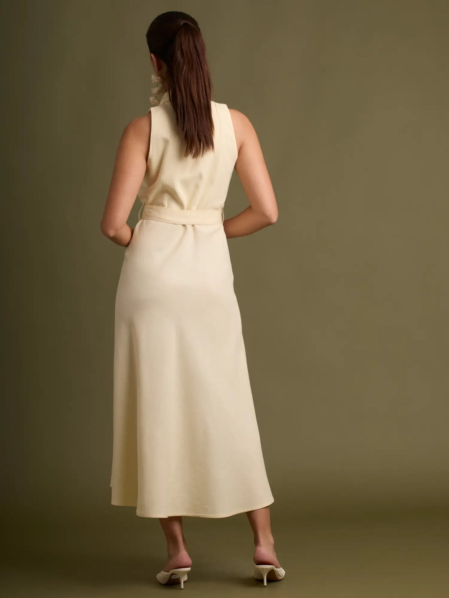 Vestido Largo Striata Vainilla