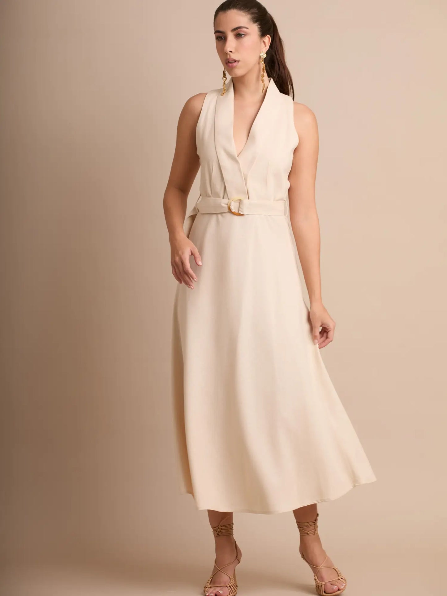 Vestido Largo Striata Sand