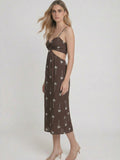 Vestido Largo Diamanto Cafe