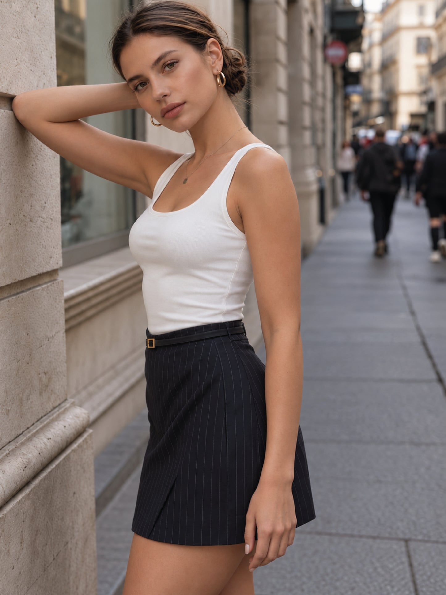 Falda Corta Canela Negro