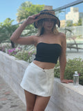 Falda Corta Canela Blanco