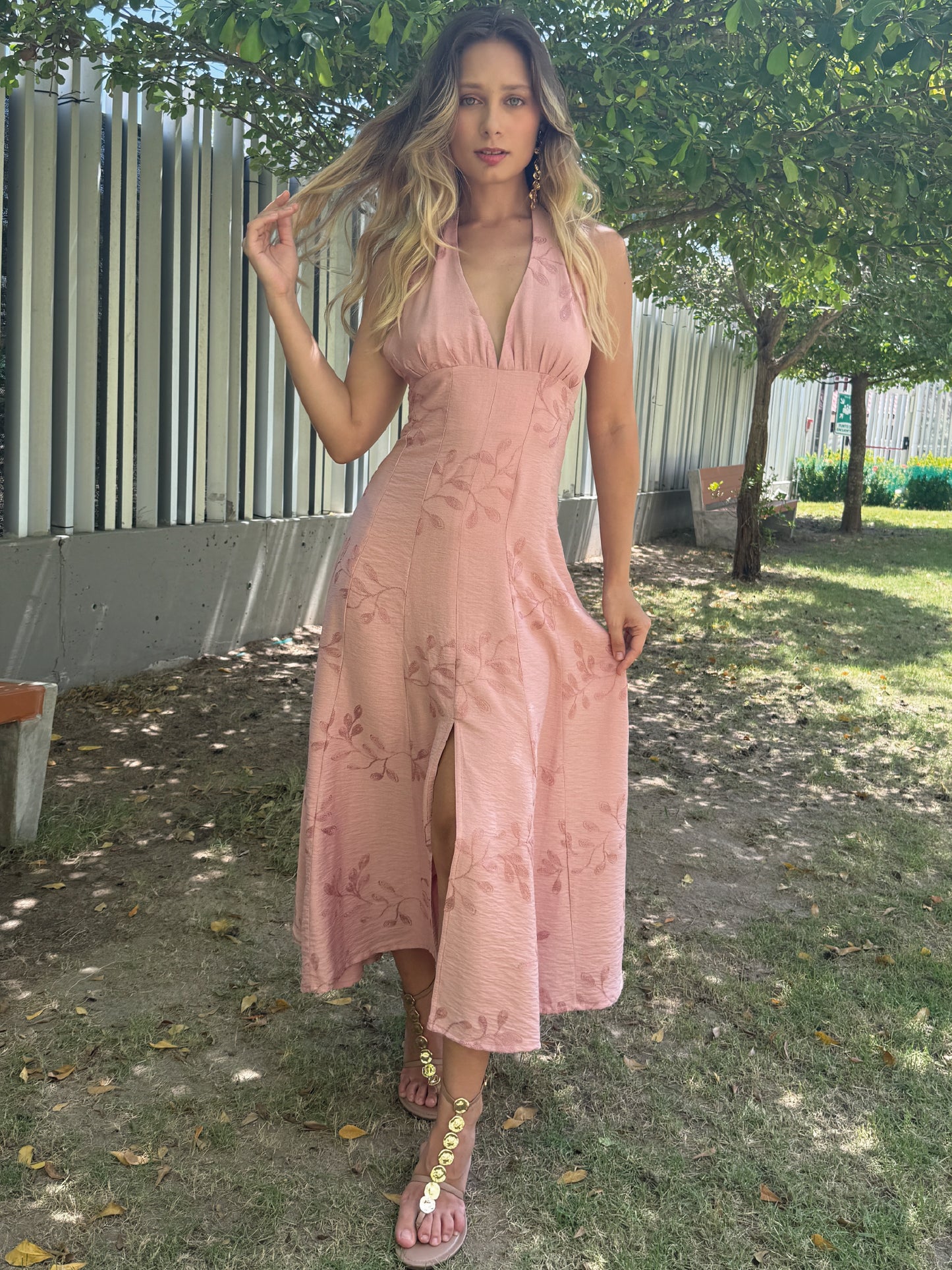 Vestido Largo Siciliana Rosa