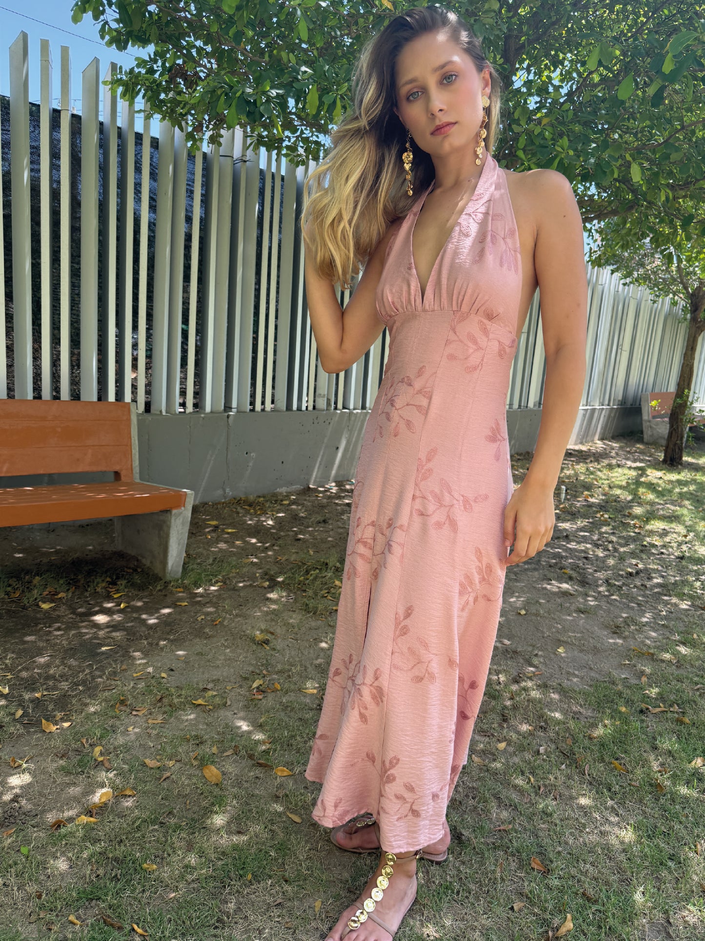 Vestido Largo Siciliana Rosa