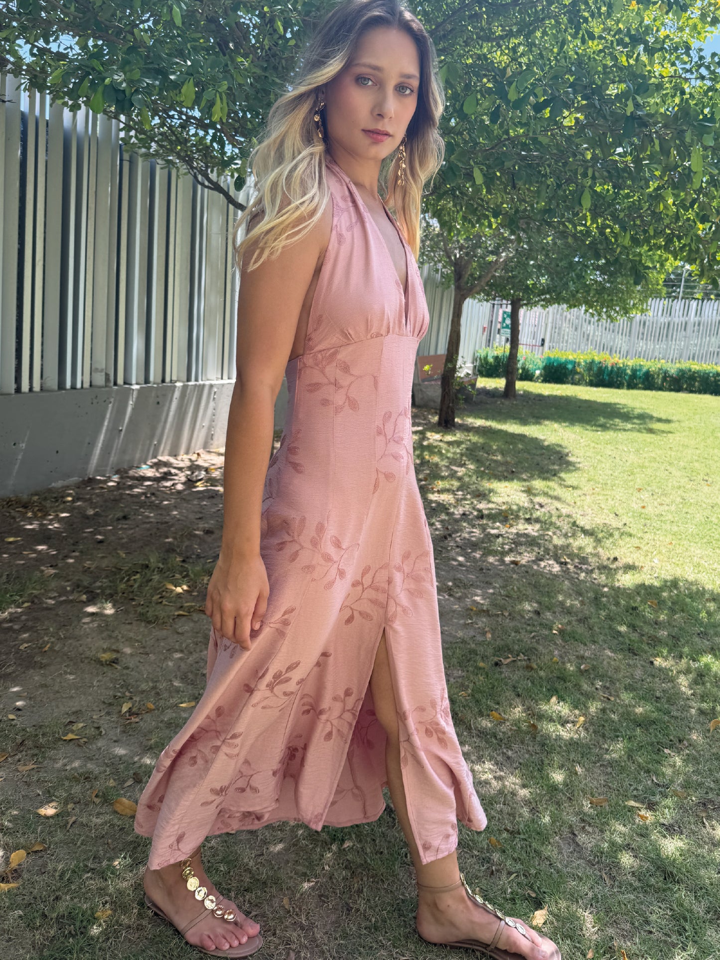 Vestido Largo Siciliana Rosa