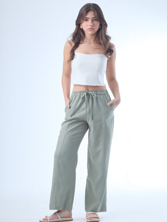 pantalon verde con cordon a la cintura 
