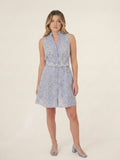 Vestido azul claro para mujer con diseno sin mangas, bordado floral y corte femenino